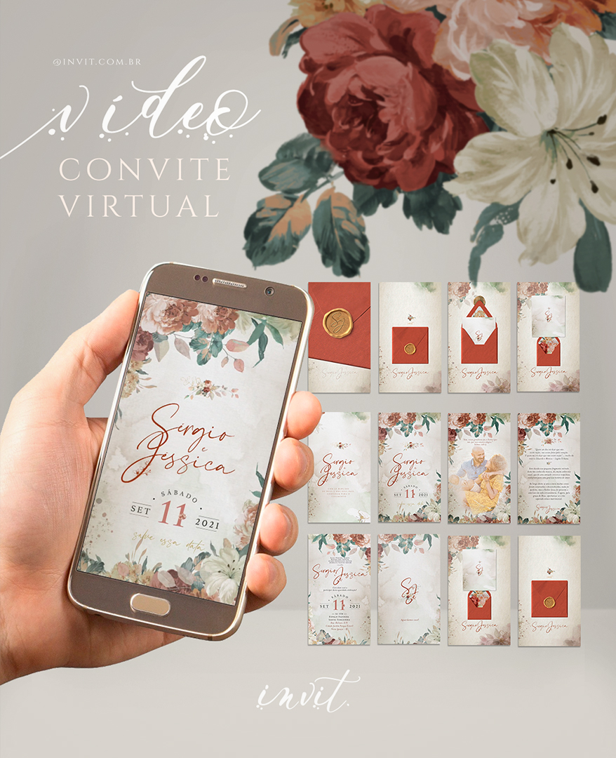 Convite Casamento Virtual Interativo Marsala Whatsapp