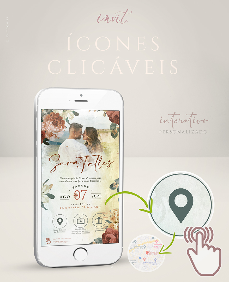 Ícones clicáveis: Convite Virtual com botões, ícones Clicáveis {pdf,  interativo estático} Mais de 20 modelos, escolha 1: – @ –  Convite Virtual, Convite com envelope abrindo, Convite Digital, Filtro de  Instagram com